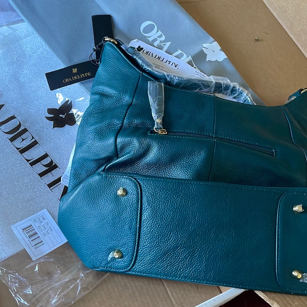 Brand new Green/ deep teal ORA DELPHINE Elle Hobo bag 14”/12”/5”
